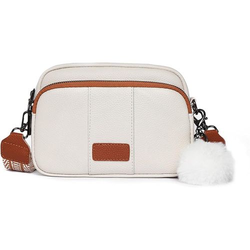 (blanc marron) Sac messager pour femme Petit sac ¿¿ bandouli¿¿re ¿¿l¿¿gant en cuir Portefeuille pour appareil photo Sac ¿¿ bandouli¿¿re Large sangle de guitare