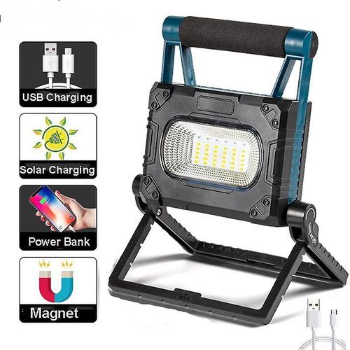 Lampe De Travail Solaire ¿¿ Led, Projecteur Portable Rechargeable Par Usb