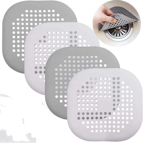 Filtre ¿¿ cheveux de douche, 4 pi¿¿ces, attrape-cheveux, bouchons de drain de douche, filtre en silicone pour ¿¿vier/baignoire/douche, bouchon en caoutchouc pour salle de bain/cuisine