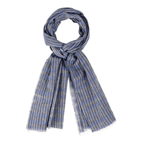 Echarpe 100% Coton-Rayures Bleu Et Grises