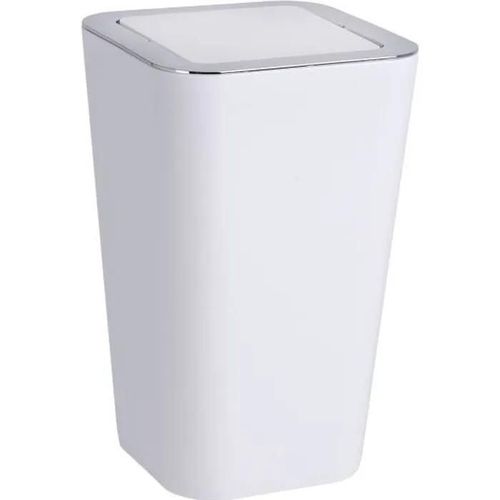 WENKO Poubelle Salle de Bain, Poubelle à couvercle basculant, Candy, Plastique, 6L, 18x28,5x18 cm, Blanc