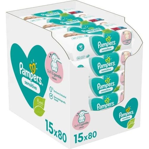 Pampers Lingettes Bébé Sensitive - Lot De 15 X 80 Lingettes - 1200 Lingettes