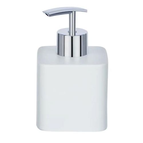 WENKO Distributeur Savon Liquide Hexa, Capacité 290 ml, céramique, 7,5x13x8,5 cm, blanc