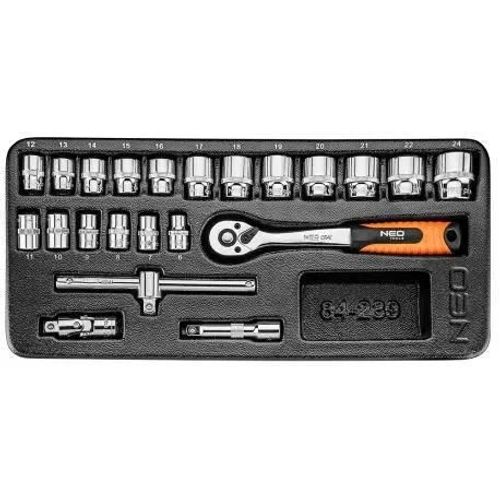 Insert cliquet et douilles 3-8' NEO TOOLS 84-239 22 pièces