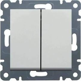 Interrupteur Double - HAGER - Lumina2 - Blanc - 2 boutons - Filaire - Prêt à poser
