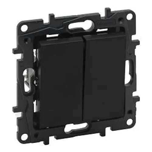Interrupteur Double - LEGRAND - Niloe Step - Noir - Plastique - Intérieur - Va et vient
