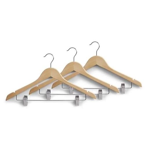 Cintres en bois - Zeller - Set de 3 - Avec pinces - Pour jupe et pantalon - 44.5 cm