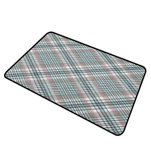 Paillasson - 3mk - Imprimé À Carreaux - 24 X 47 Pouces - Synthétique - Rectangulaire