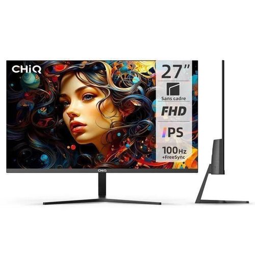 Écran PC Moniteur 27F650R CHiQ, 27'' 100Hz,FHD (1920 x 1080), IPS, 99% sRVB, HDMI,Haut-parleur intégré,2024