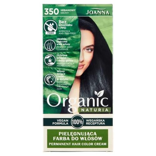 Coloration Capillaire - Joanna Naturia Organic - Hebanowy 350 - Bio - Nourrissante - Crème 