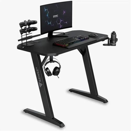 Bureau Gaming - Sense7 - Nomad Classic - 100x50 Cm - Tapis Intégré - Accessoires Pratiques