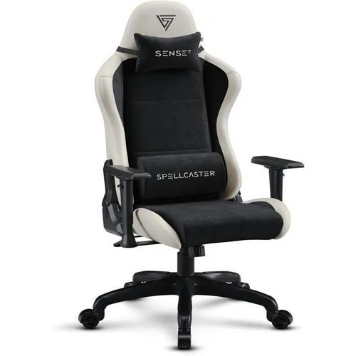 Sense7 Chaise Gaming Spellcaster Fuku - Cuir Éco & Alcantara - Confort Ergonomique, Inclinaison 160°, Accoudoirs 1d - Beige-Noir