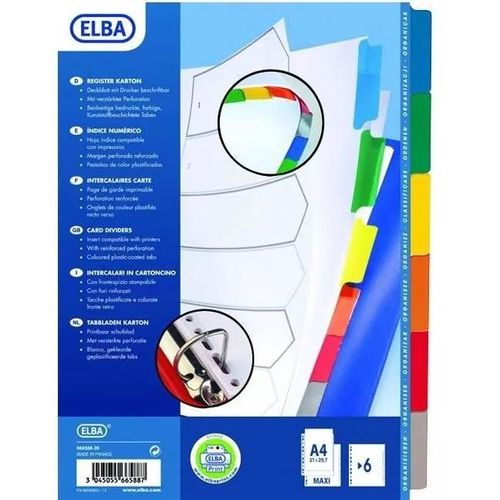 Elba Paquet De 6 Intercalaires Neutres A4+ - Mylar