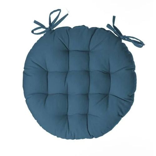 Galette De Chaise - Atmosphera - Ronde - Coton 100% - Bleu Canard - D. 40 Cm