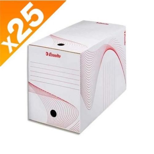 Boîtes À Archives - Esselte - 128701 - Lot De 25 - Couleur Blanche - 3 Grilles D¿Indexation