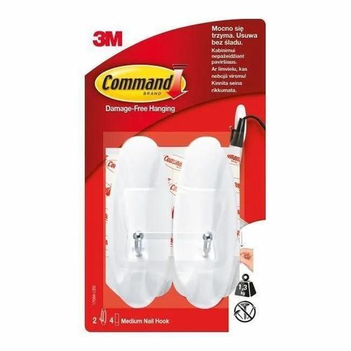 Cintres de commande - 3M - 17068 - Métal - Réutilisables - Blanc avec poignée argentée