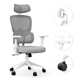 Chaise De Bureau Ergonomique - Sense7 - Veno White - Appui-Tête Réglable - Accoudoirs Ajustables - Dossier En Maille - 130 Kg- Blanc