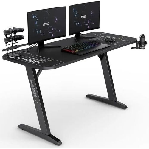 Bureau Gaming - Sense7 - Nomad Cybernetic - 140x60 Cm - Ergonomique - Noir