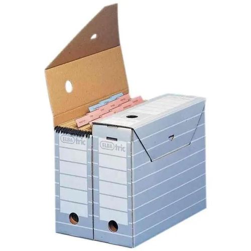 Boîte D'archivage Tric - Elba - Largeur 110 Mm - Pour Format A4 - Gris/Blanc