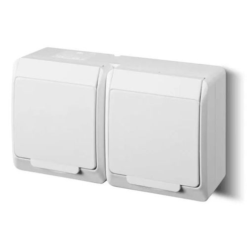 Elektro-plast - 0322-02 - GNT Hermes prise en saillie 2x2P + Z avec rabat, blanc ()