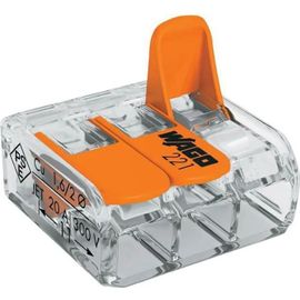 Borne - bornier Wago - 221-413 - Connecteur universel 3x4mm2 transparent orange avec leviers ()