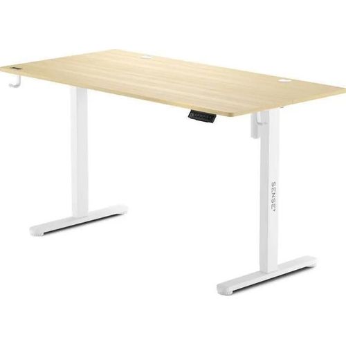 Sense7 Bureau Électrique Nojo 140x70 Cm, Bureau Debout Avec Mémoire, Réglage Silencieux, Bureau De Jeu Avec Crochets, Pin Blanc