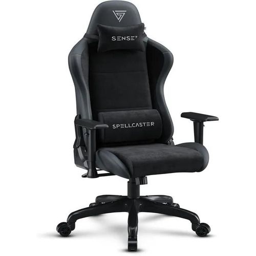 Sense7 Chaise Gaming Spellcaster Fuku - Cuir Éco & Alcantara - Confort Ergonomique, Inclinaison 160°, Accoudoirs 1d - Noir