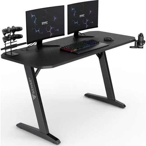 Bureau Gaming - Sense7 - Nomad Basic - 140x60 Cm - Fibre De Carbone - Accessoires Pratiques