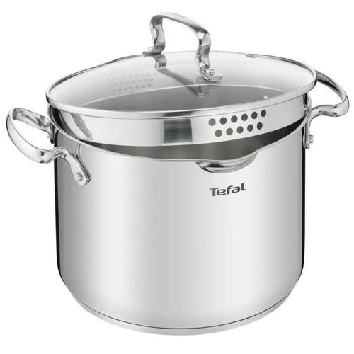 Tefal Duetto+ Marmite 22 Cm, Induction, Acier Inoxydable Haute Qualité, Garantie 10 Ans, Poignées Rivetées, Couvercle Verre