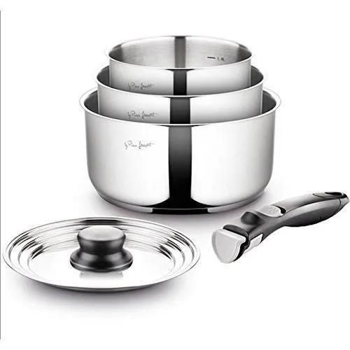 Casseroles - Lamart - Lt1009 - Acier Inoxydable - 3 Diamètres - Poignée Amovible