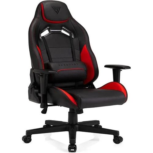 Fauteuil Gaming - Sense7 - Vanguard - Similicuir Noir-Rouge - Réglable En Hauteur - Ergonomique