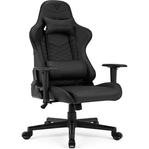 Fauteuil Gaming - Sense7 - Spellcaster - Similicuir Noir - Réglable En Hauteur - Confort Optimal