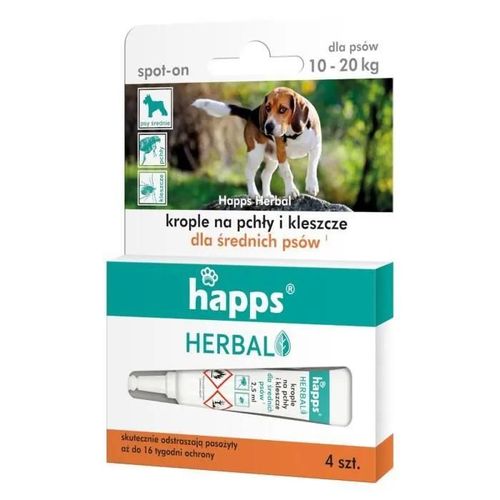 Bros Gouttes Anti Puces Anti Tiques Pour Les Petits Chiens 10-20kg Happs Herbal