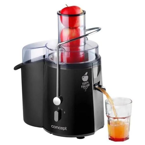 CONCEPT LO7027 FRESH, Extracteur de jus, GOULOT XXL (7,2 cm), couleur noir, deux vitesses, 1000 w, 16 800 TOURS-MINUTE