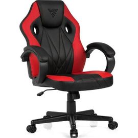 Fauteuil Gaming - Sense7 - Prism - Similicuir Noir-Rouge - Ergonomique - Réglable En Hauteur