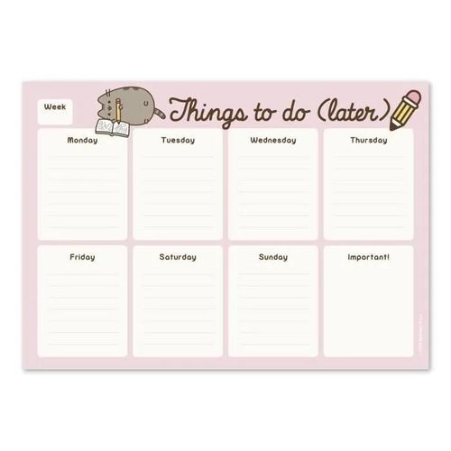 Bloc-Notes Semainier A4 Pusheen Rose Collection