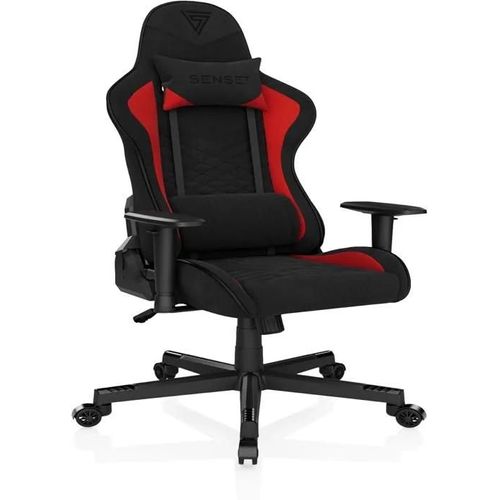 Chaise Gamer Ergonomique Sense7 En Tissu Noir-Rouge Avec Accoudoirs Et Cadre En Acier Monobloc