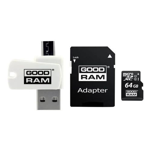 Carte mémoire microSDXC UHS-I - GOODRAM M1A4 All in One - 64 Go - Vitesse de lecture jusqu'à 60 Mo/s