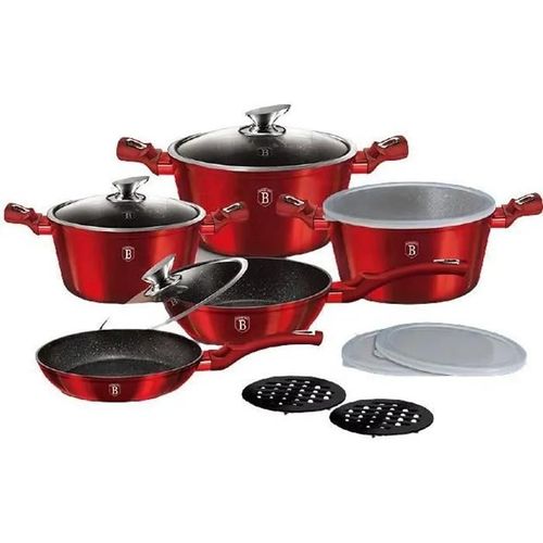 Berlinger Haus Batterie De Cuisine Burgundy Aluminium Noir 13 Pcs