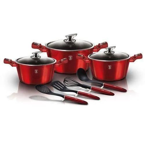 Berlinger Haus Bh/6151 Metallic Line Burgundy Edition Batterie De Cuisine 10 Pièces - Bh/6150