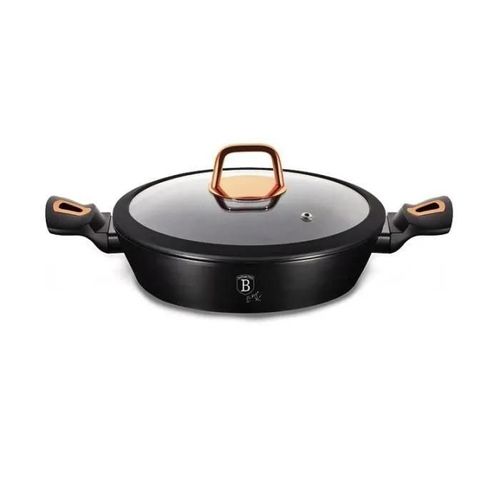Berlingerhaus Plat À Four Avec Couvercle Avec Surface En Marbre 28 Cm Collection Black Rose Bh-1640