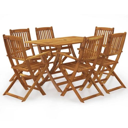 Prolenta Premium - Ensemble À Manger D'extérieur Pliable 7pcs Bois D'acacia Solide