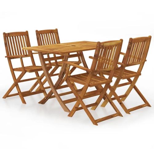 Prolenta Premium - Ensemble À Manger D'extérieur Pliable 5pcs Bois D'acacia Solide