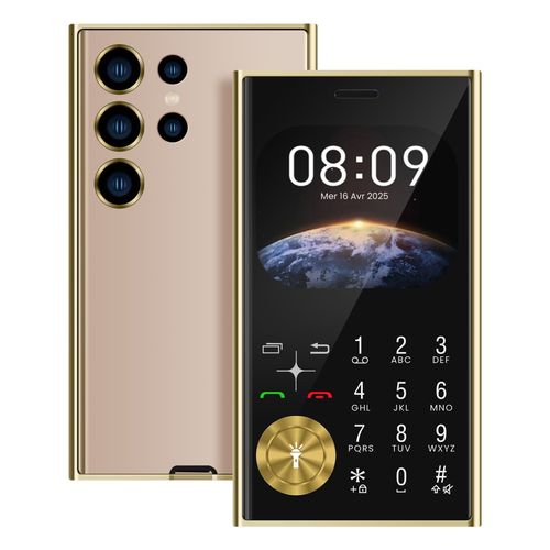 Téléphone portable à touches Écran 2,01 pouces Double SIM Style Line Dorée