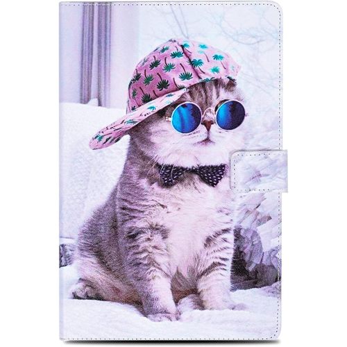 Coque Samsung Tab A6 Housse En Cuir Pu & Tpu Cover Case Étui Housse De Protection Pour Samsung Galaxy Tab A 2016 10.1 Pouces Sm-T580/Sm-T585 - Chat Chat