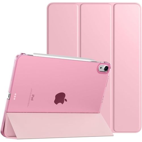 Coque Pour Ipad Air 11 Pouces M2 2024, Ipad Air 6, Ipad Air 5/4e Gén (2022/2020), Étui De Protection Magnétique Mince Avec Dos Transparent, Étui Sommeil/Réveil Auto, Bouquet Rose