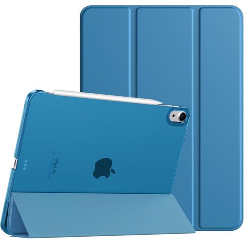 Coque Pour Ipad Air 11 Pouces M2 2024, Ipad Air 6, Ipad Air 5/4e Gén (2022/2020), Étui De Protection Magnétique Mince Avec Dos Transparent, Étui Sommeil/Réveil Auto, Paon Bleu