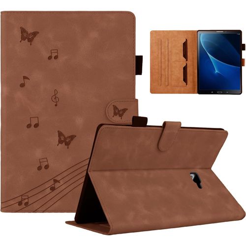 Coque Tablette Samsung Tab A Motif Papillon Housse Galaxy Tab A 2016 Avec Réveil/Veille Automatique Étui Compatible Avec Samsung Galaxy Tab A 10.1 (2016) Sm-T580/T585 Brun