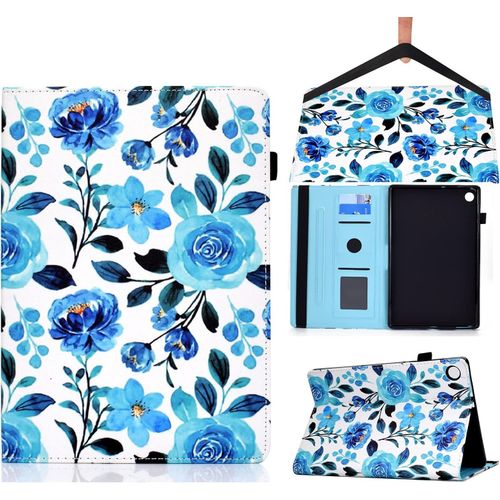Coque Samsung Galaxy Tab A8 10.5 Cuir Pu Matériau Stand Folio Cover Coque De Protection Support Auto Wake/Sleep Pour Samsung Galaxy Tab A8 2022/2021 Sm-X200/X205/X207 10.5 Rose Bleue
