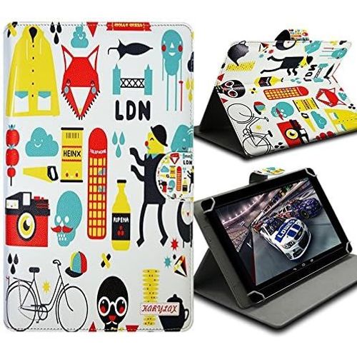 Etui Housse De Protection Et Support (Motif Za04) Pour Tablette Tactile 7/8 Pouces Danew Dslide 807, Dslide 716, Logicom La Tab 74, Archos T80 Wifi, Samsung, Lenovo